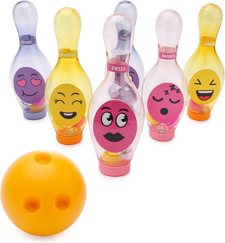 Toyland® 7 Piece Light Up Bowling Set - Pastel Rainbow or Bright Rainbow Skittles - Kids Indoor Toys (PASTEL RAINBOW)